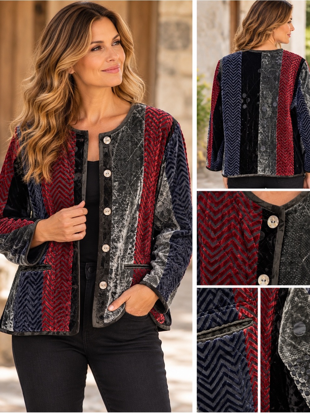 KOOS of Course Koos Van Den Akker Silk Velvet Patchwork Jacket M